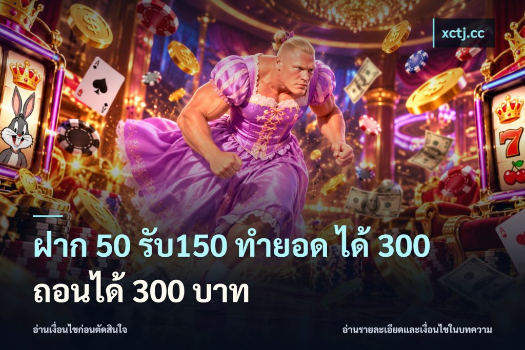 ฝาก 50 รับ150 ทำยอด ได้ 300 ถอนได้ 300 บาท