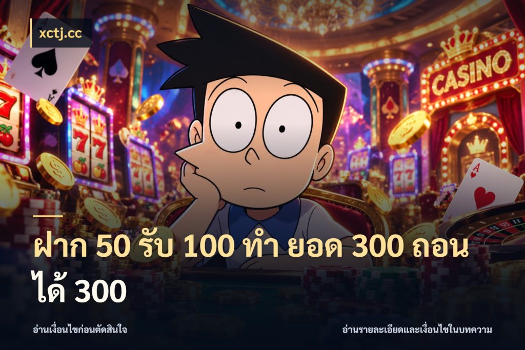 ฝาก 50 รับ 100 ทํา ยอด 300 ถอนได้ 300 รูปแบบโบนัสกับสิทธิ์ของสายเกม ในมุม xctj.cc